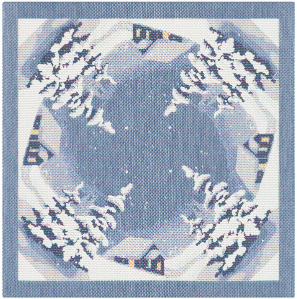 Napkin from Ekelund; Model Vinternatt ; main colour blue in cotton; Size 35x35 cm Square; Motif Landscapes, Winter; Pattern Pixel-wowen (6 colours)