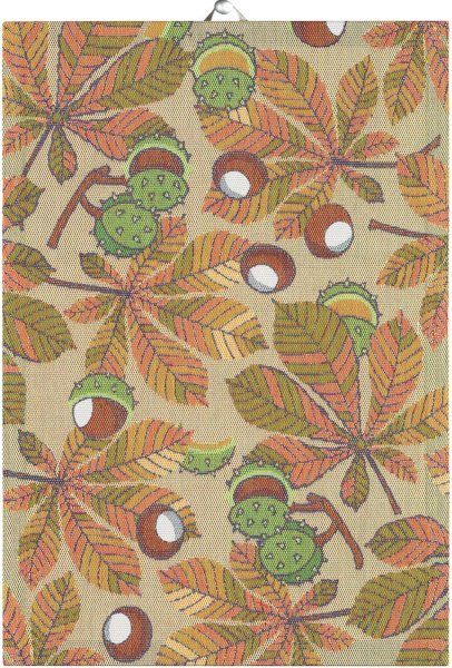 Essuie-mains de Ekelund; Model Chestnut ; Couleur principale brun en coton; Taille 35x50 cm rectangulaire; Motif Automne, Fruits et légumes Pixel tissé (6 couleurs)