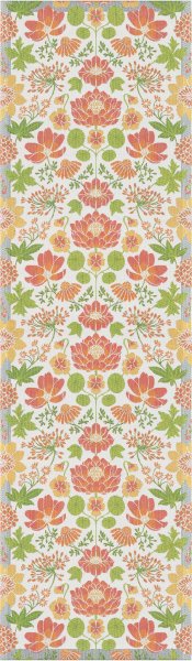 Chemin de table de Ekelund; Model Krasse ; Couleur principale orange en coton; Taille 35x120 cm rectangulaire; Motif Fleurs et plantes, Été Pixel tissé (6 couleurs)