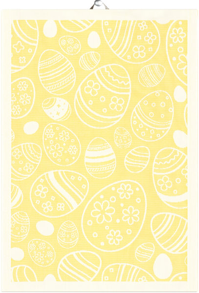 Asciugamano de Ekelund; Modelo Easter Egg ; Colore principale giallo en cotone; Taglia 35x50 cm rettangolare; Motivo Cibo e bevande, Pasqua tessuto