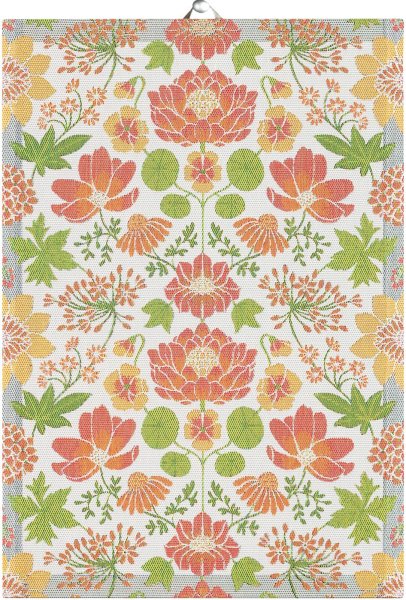 Essuie-mains de Ekelund; Model Krasse ; Couleur principale orange en coton; Taille 35x50 cm rectangulaire; Motif Fleurs et plantes, Été Pixel tissé (6 couleurs)