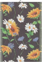 Towel from Ekelund; Model Solros ; main colour multicolored in cotton; Size 35x50 cm rectangular; Motif Flowers and plants, Summer; Pattern Pixel-wowen (6 colours)