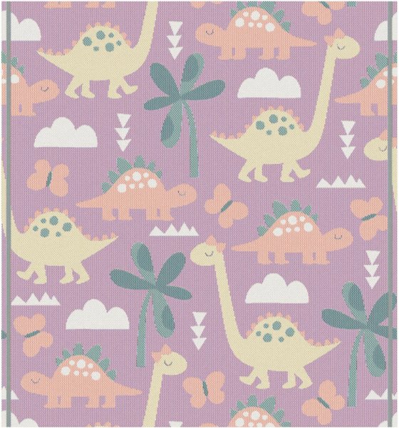 Coperta per bambini de Ekelund; Modelo Baby Dino ; Colore principale viola en cotone; Taglia 70x75 cm rettangolare; Motivo Serie per bambini, Animali tessuto en pixel (6 colori)