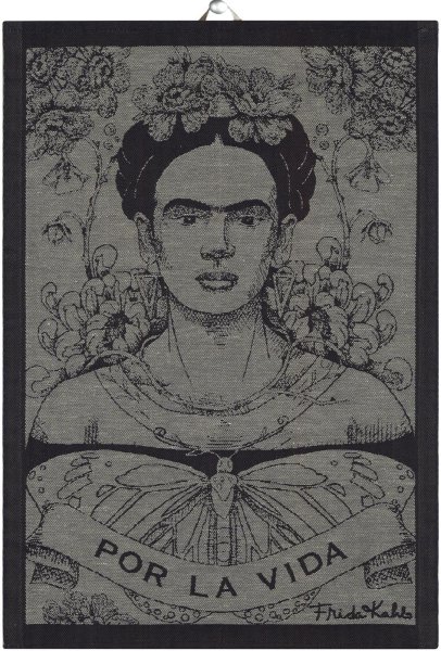 Asciugamano de Ekelund; Modelo Fuerza ; Colore principale bianco en Misto cotone-lino; Taglia 35x50 cm rettangolare; Motivo Frida Kahlo, Festa della mamma tessuto