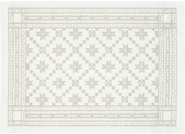 Tovagliette (2x Set) de Ekelund; Modelo Åttebladrose 080; Colore principale beige en Misto cotone-lino; Taglia 35x48 cm rettangolare; Motivo Natale, Inverno tessuto