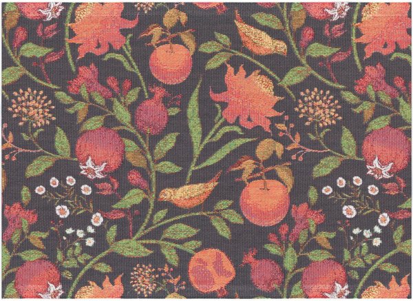 Sets de table (2xSet) de Ekelund; Model Fruktrik ; Couleur principale orange en coton; Taille 35x48 cm rectangulaire; Motif Automne, Fruits et légumes Pixel tissé (6 couleurs)