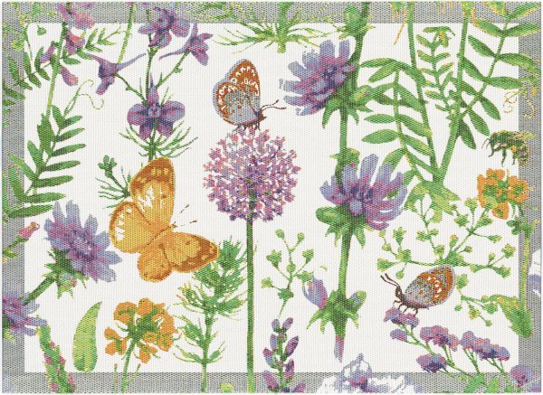 Placemats (2x Set) from Ekelund; Model Selma ; main colour multicolored in cotton; Size 35x48 cm rectangular; Motif Flowers and plants, Summer; Pattern Pixel-wowen (6 colours)