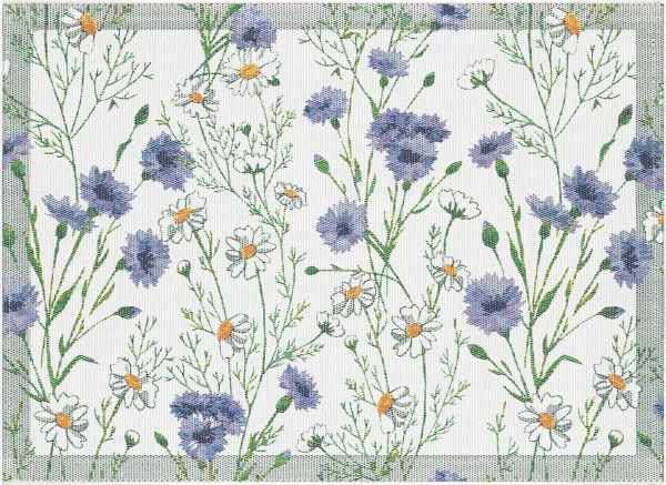 Placemats (2x Set) from Ekelund; Model Sommar ; main colour multicolored in cotton; Size 35x48 cm rectangular; Motif Flowers and plants, Summer; Pattern Pixel-wowen (6 colours)