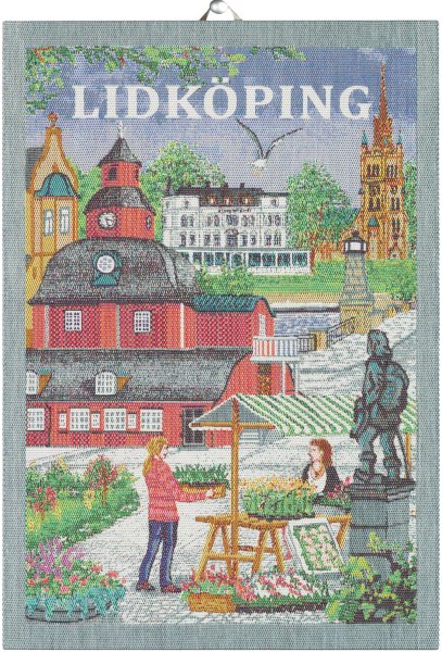 Asciugamano de Ekelund; Modelo Lidköping ; Colore principale multicolore en cotone; Taglia 35x50 cm rettangolare; Motivo Luoghi e città tessuto en pixel (3 colori)