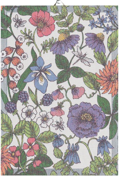 Küchenhandtuch von Ekelund; Modell Flora  in Grundfarbe bunt aus Baumwolle; Größe 35x50 cm rechteckig; Motiv Blumen und Pflanzen, Sommer; Muster Pixel gewebt (3-farbig)