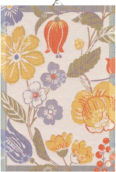 Essuie-mains de Ekelund; Model Blomsterslinga ; Couleur principale multicolore en coton; Taille 35x50 cm rectangulaire; Motif Fleurs et plantes Pixel tissé (3 couleurs)