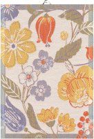 Towel from Ekelund; Model Blomsterslinga ; main colour multicolored in cotton; Size 35x50 cm rectangular; Motif Flowers and plants; Pattern Pixel-wowen (3 colours)