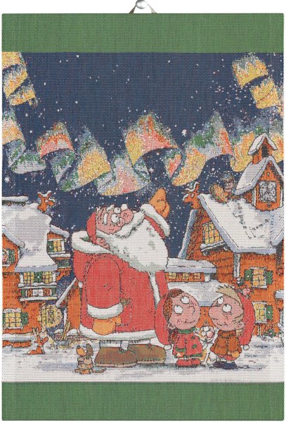 Towel from Ekelund; Model Norrsken ; main colour multicolored in cotton; Size 35x50 cm rectangular; Motif Kids series, Christmas; Pattern Pixel-wowen (3 colours)