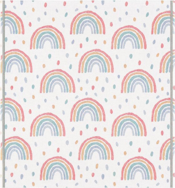 Baby blanket from Ekelund; Model Rainbow ; main colour multicolored in cotton; Size 70x75 cm rectangular; Motif Kids series; Pattern woven