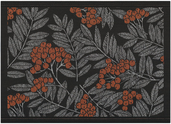 Placemats (2x Set) from Ekelund; Model Rönnbärsblad ; main colour orange in cotton; Size 35x48 cm rectangular; Motif Flowers and plants, Autumn; Pattern woven