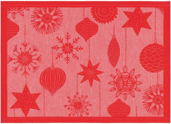 Placemats (2x Set) from Ekelund; Model Dekoration 330; main colour red in Cotton-linen mix; Size 35x48 cm rectangular; Motif Christmas; Pattern woven