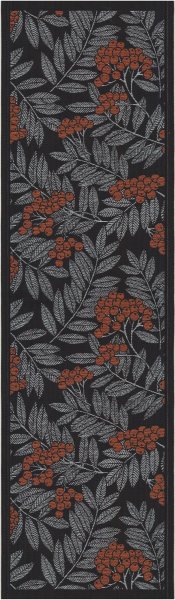 Chemin de table de Ekelund; Model Rönnbärsblad ; Couleur principale orange en coton; Taille 35x120 cm rectangulaire; Motif Fleurs et plantes, Automne Tissé