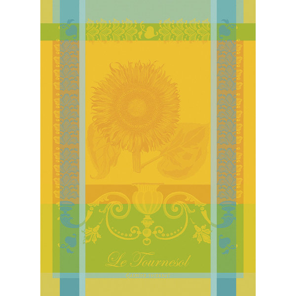 Canovaccio de Garnier-Thiebaut; Modelo Le Tournesol Soleil; Colore principale giallo en cotone; Taglia 56x77 cm rettangolare; Motivo Estate in tessuto jacquard