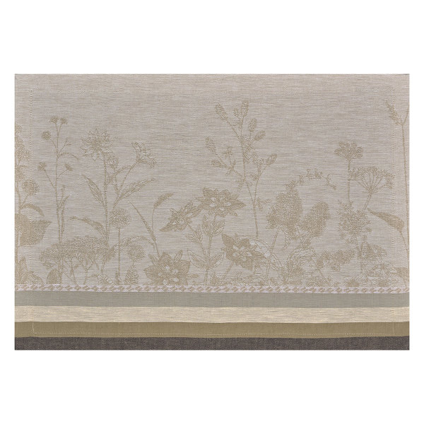 Tischsets (2x Set) von Le Jacquard Français; Modell Instant Bucolique Chaton in Grundfarbe natur aus Leinen; Größe 36x50 cm rechteckig; Motiv Blumen und Pflanzen; Muster jacquard-gewebt