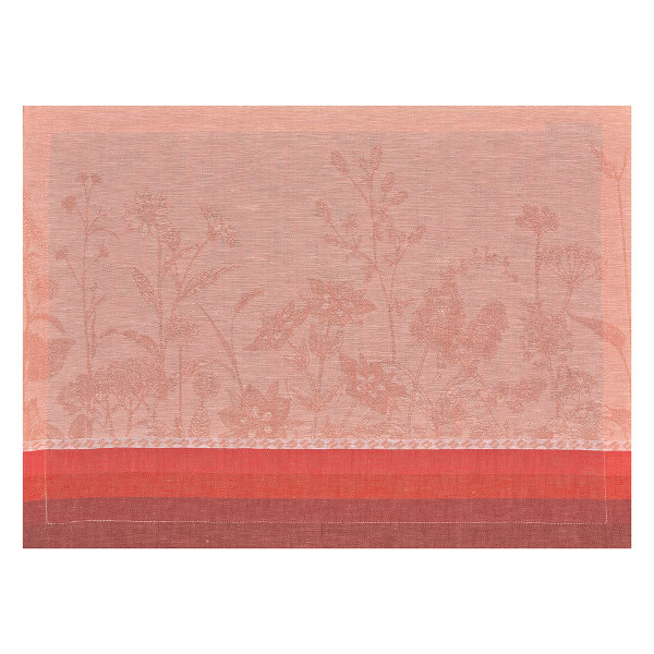 Sets de table (2xSet) de Le Jacquard Français; Model Instant Bucolique Cosmos; Couleur principale rose en lin; Taille 36x50 cm rectangulaire; Motif Fleurs et plantes tissé jacquard