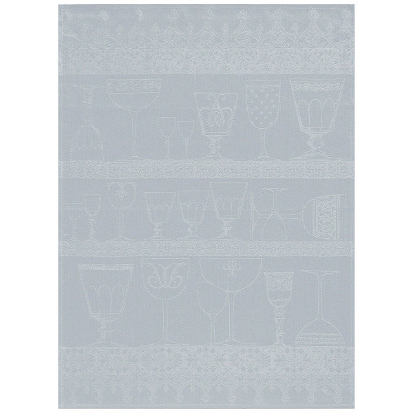 Paño de cristal de Le Jacquard Français; Modelo Cristal Brume; Color principal gris en lino; Tamaño 60x80 cm rectangular; Motivo Comer y beber en tejido jacquard