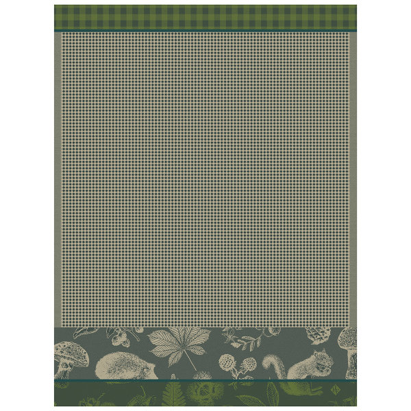 Essuie-mains de Le Jacquard Français; Model Dans Les Bois Sapin; Couleur principale vert en coton; Taille 60x80 cm rectangulaire; Motif Automne nid dabeilles