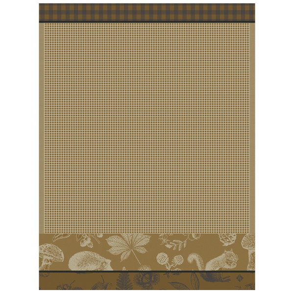 Towel from Le Jacquard Français; Model Dans Les Bois Bollet; main colour brown in cotton; Size 60x80 cm rectangular; Motif Autumn; Pattern honeycomb