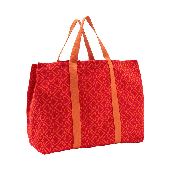 Bolsa de playa de Le Jacquard Français; Modelo Monoï Capucine; Color principal rojo en algodón; Tamaño  rectangular; Motivo  en tejido jacquard