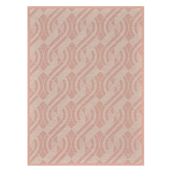 Paño de cristal de Le Jacquard Français; Modelo Neo Tourmaline; Color principal rosa en lino; Tamaño 60x80 cm rectangular; Motivo diseños gráficos en tejido jacquard