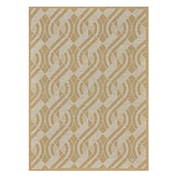 Glass towel from Le Jacquard Français; Model Neo Or; main colour yellow in linen; Size 60x80 cm rectangular; Motif graphic patterns; Pattern jacquard woven