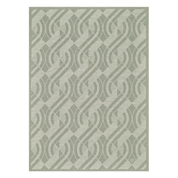 Paño de cristal de Le Jacquard Français; Modelo Neo Green; Color principal verde en lino; Tamaño 60x80 cm rectangular; Motivo diseños gráficos en tejido jacquard