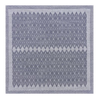 Servietten (4x Set) von Le Jacquard Français; Modell Club Denim in Grundfarbe blau aus Baumwolle-Leinen-Mix; Größe 50x50 cm quadratisch; Motiv grafische Muster; Muster jacquard-gewebt