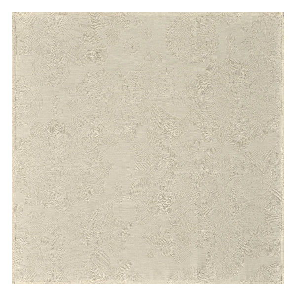 Serviettes de table (4x Set) de Le Jacquard Français; Model Marie-Galante Sable; Couleur principale beige en coton; Taille 58x58 cm carré; Motif Fleurs et plantes tissé jacquard