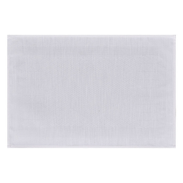 Placemats (2x Set) from Le Jacquard Français; Model Club Satin Albatre; main colour white in Cotton-linen mix; Size 33x53 cm rectangular; Motif graphic patterns; Pattern jacquard woven