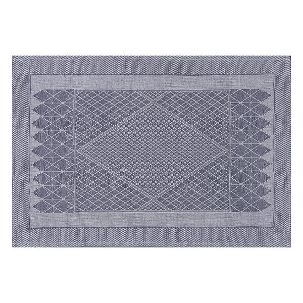 Placemats (2x Set) from Le Jacquard Français; Model Club Satin Denim; main colour blue in Cotton-linen mix; Size 33x53 cm rectangular; Motif graphic patterns; Pattern jacquard woven