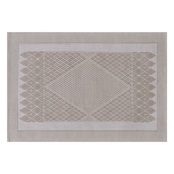 Sets de table (2xSet) de Le Jacquard Français; Model Club Satin Naturel; Couleur principale beige en Mélange coton-lin; Taille 33x53 cm rectangulaire; Motif dessins graphiques tissé jacquard