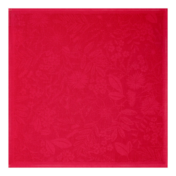 Tovaglioli (4x Set) de Le Jacquard Français; Modelo Cottage Rouge; Colore principale rosso en cotone; Taglia 50x50 cm quadrato; Motivo Fiori e piante, Estate in tessuto jacquard