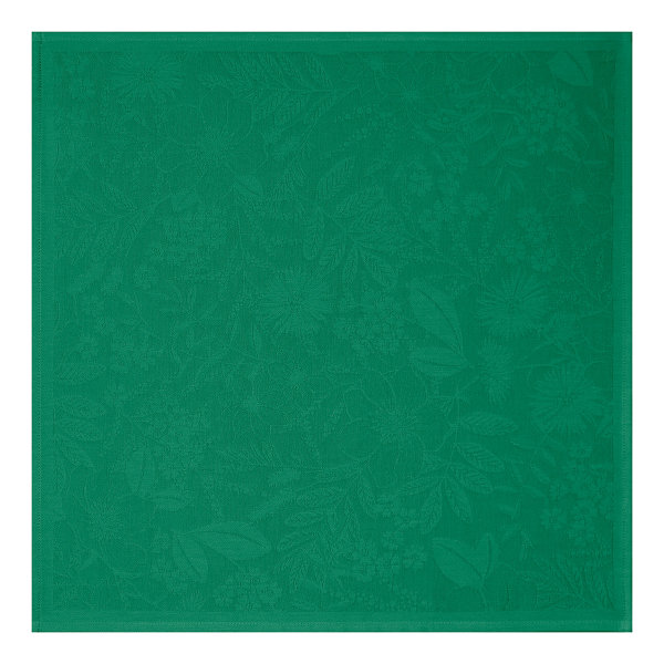 Serviettes de table (4x Set) de Le Jacquard Français; Model Cottage Vert; Couleur principale vert en coton; Taille 50x50 cm carré; Motif Fleurs et plantes, Été tissé jacquard