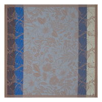 Serviettes de table (4x Set) de Le Jacquard Français; Model Cottage Cosy; Couleur principale bleu en coton; Taille 58x58 cm carré; Motif Fleurs et plantes, Été tissé jacquard