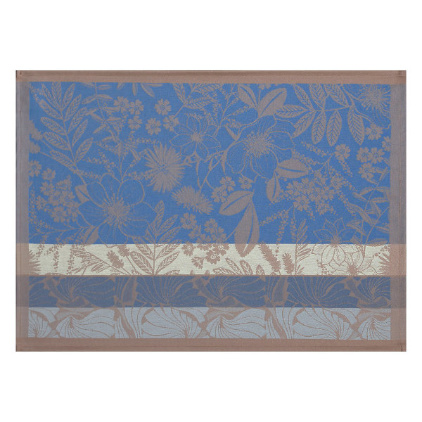 Tovagliette rivestite (2x Set) de Le Jacquard Français; Modelo Cottage Cosy; Colore principale blu en cotone; Taglia 36x50 cm rettangolare; Motivo Fiori e piante, Estate in tessuto jacquard