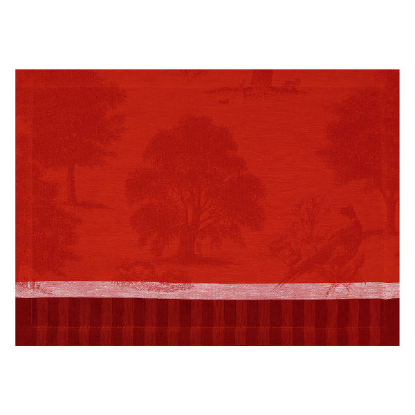 Tovagliette (2x Set) de Le Jacquard Français; Modelo Souveraine Carmin; Colore principale rosso en lino; Taglia 36x50 cm rettangolare; Motivo Fiori e piante, Animali in tessuto jacquard