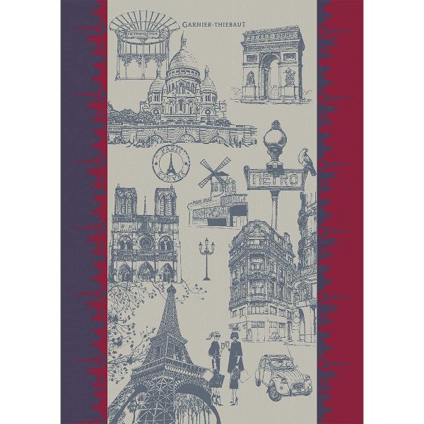 Canovaccio de Garnier-Thiebaut; Modelo JAime Paris Tricolore; Colore principale multicolore en cotone; Taglia 56x77 cm rettangolare; Motivo Luoghi e città in tessuto jacquard