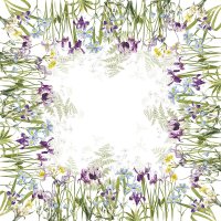 Mantel Iris DHiver Blanc 115x115 cm lino - Garnier-Thiebaut