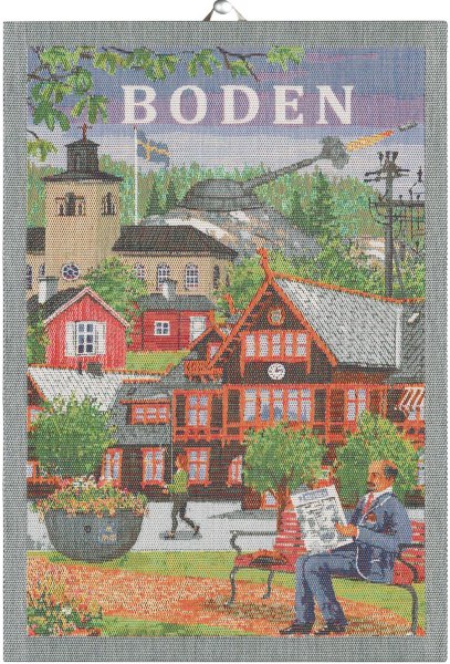 Trapo de cocina de Ekelund; Modelo Boden 599; Color principal varios en algodón; Tamaño 35x50 cm rectangular; Motivo Lugares y ciudades tejido en pixel (6 colores)