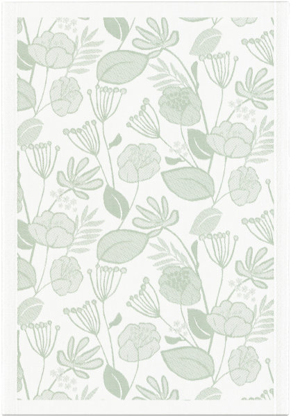 Essuie-mains de Ekelund; Model Grönska 040; Couleur principale vert en coton; Taille 35x50 cm rectangulaire; Motif Fleurs et plantes, Printemps Tissé