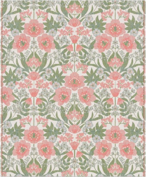 Plaid from Ekelund; Model Bettys Tulpaner 550; main colour pink in cotton; Size 140x170 cm rectangular; Motif Flowers and plants, Spring; Pattern Pixel-wowen (6 colours)