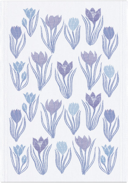 Essuie-mains de Ekelund; Model Vårkrokus 055; Couleur principale violet en coton; Taille 35x50 cm rectangulaire; Motif Fleurs et plantes, Printemps Tissé