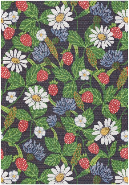 Asciugamano de Ekelund; Modelo Fragaria 510; Colore principale blu en cotone; Taglia 35x50 cm rettangolare; Motivo Frutta e verdura, Estate tessuto en pixel (6 colori)