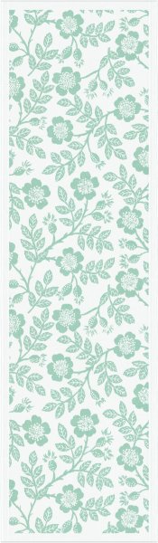 Chemin de table de Ekelund; Model Nyponros 041; Couleur principale vert en coton; Taille 35x120 cm rectangulaire; Motif Fleurs et plantes Tissé