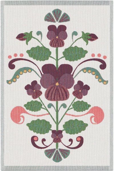 Trapo de cocina de Ekelund; Modelo Lindas Viol 580; Color principal púrpura en algodón; Tamaño 40x60 cm rectangular; Motivo Plantas y flores tejido en pixel (6 colores)